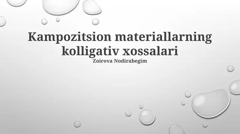 Kampozitsion materiallarning kolligativ xossalari