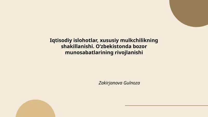 Xususiy mulkchilikning shakillanishi