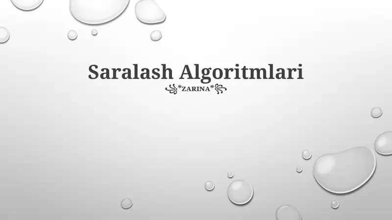 Saralash Algoritmlari
