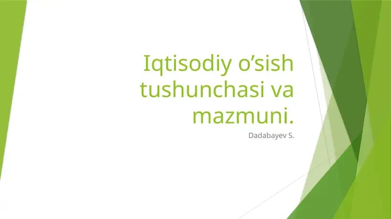 iqtisodiy osish tushunchasi