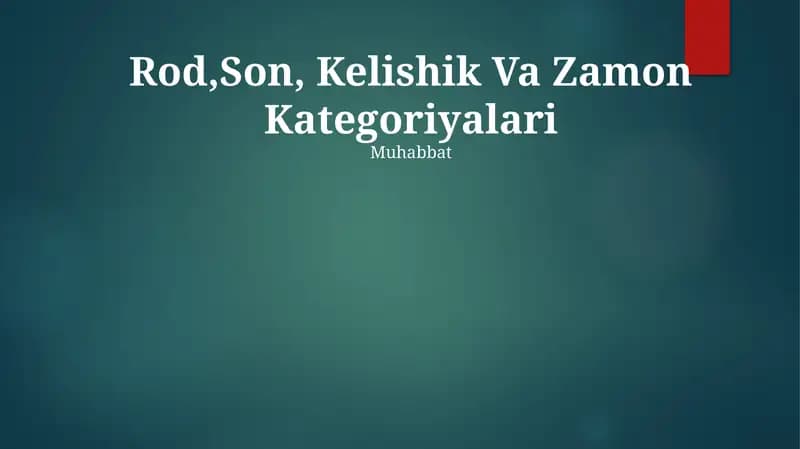 Fe'l zamon turkumlari