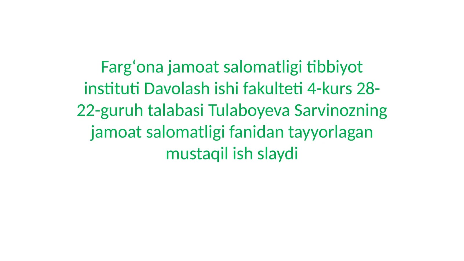 SALOMATLIK NING SHAKLLANTIRISHI