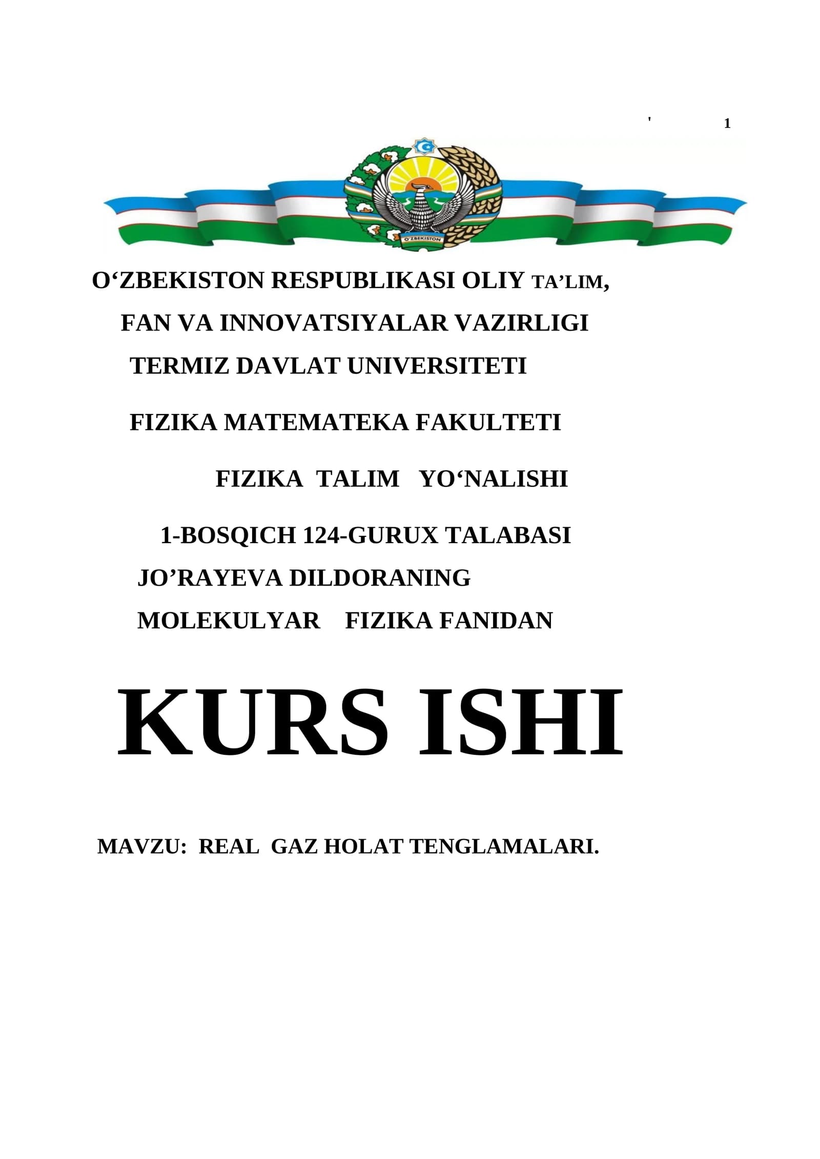 REAL GAZ HOLAT TENGLAMALARI