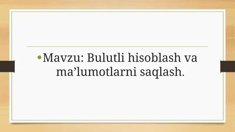 Bulutli hisoblash va maʼlumotlarni saqlash