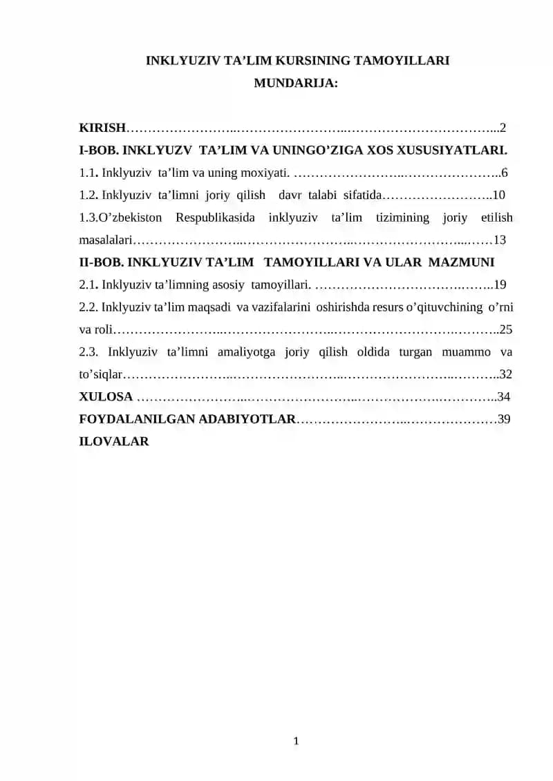 INKLYUZIV TA’LIM KURSI