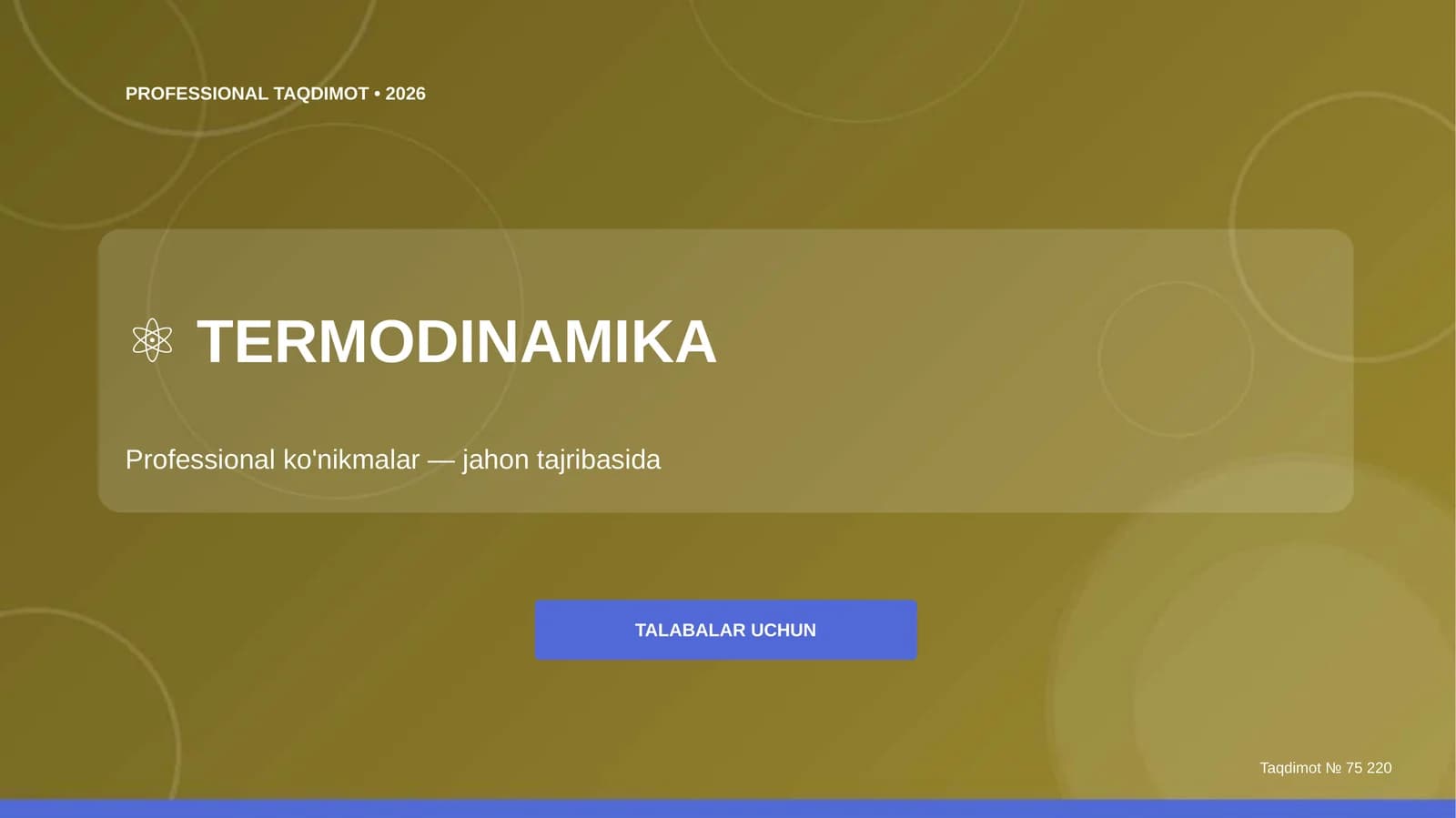 Termodinamika: professional ko'nikmalar