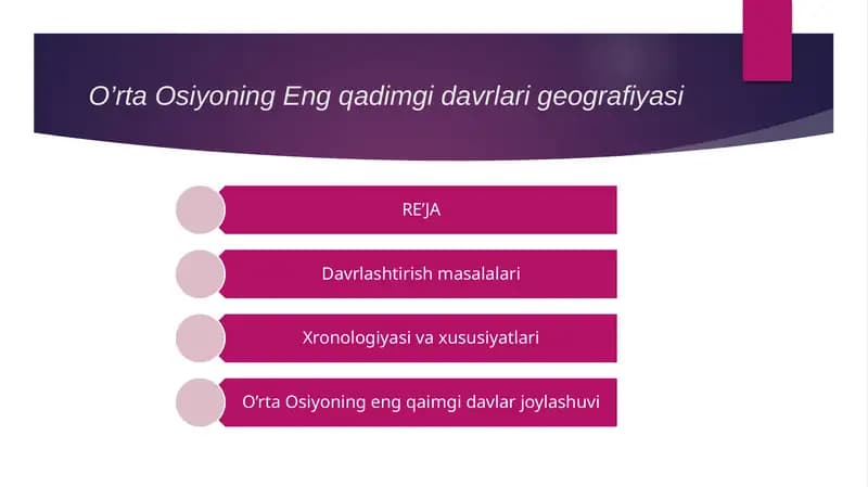 O’rta Osiyoning Eng qadimgi davrlari geografiyasi