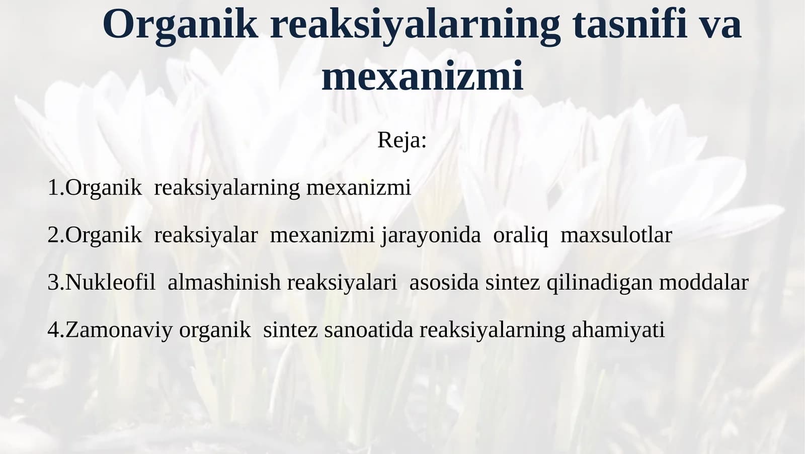 Organik reaksiyalarning tasnifi va mexanizmi