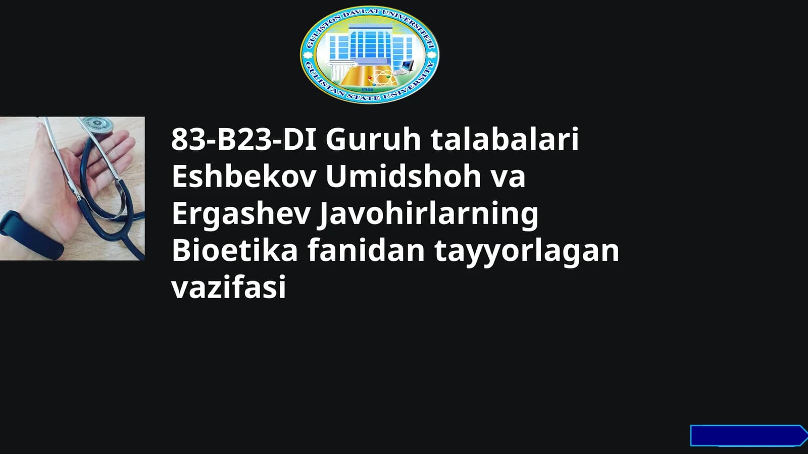 Bioetika fanidan tayyorlagan vazifasi