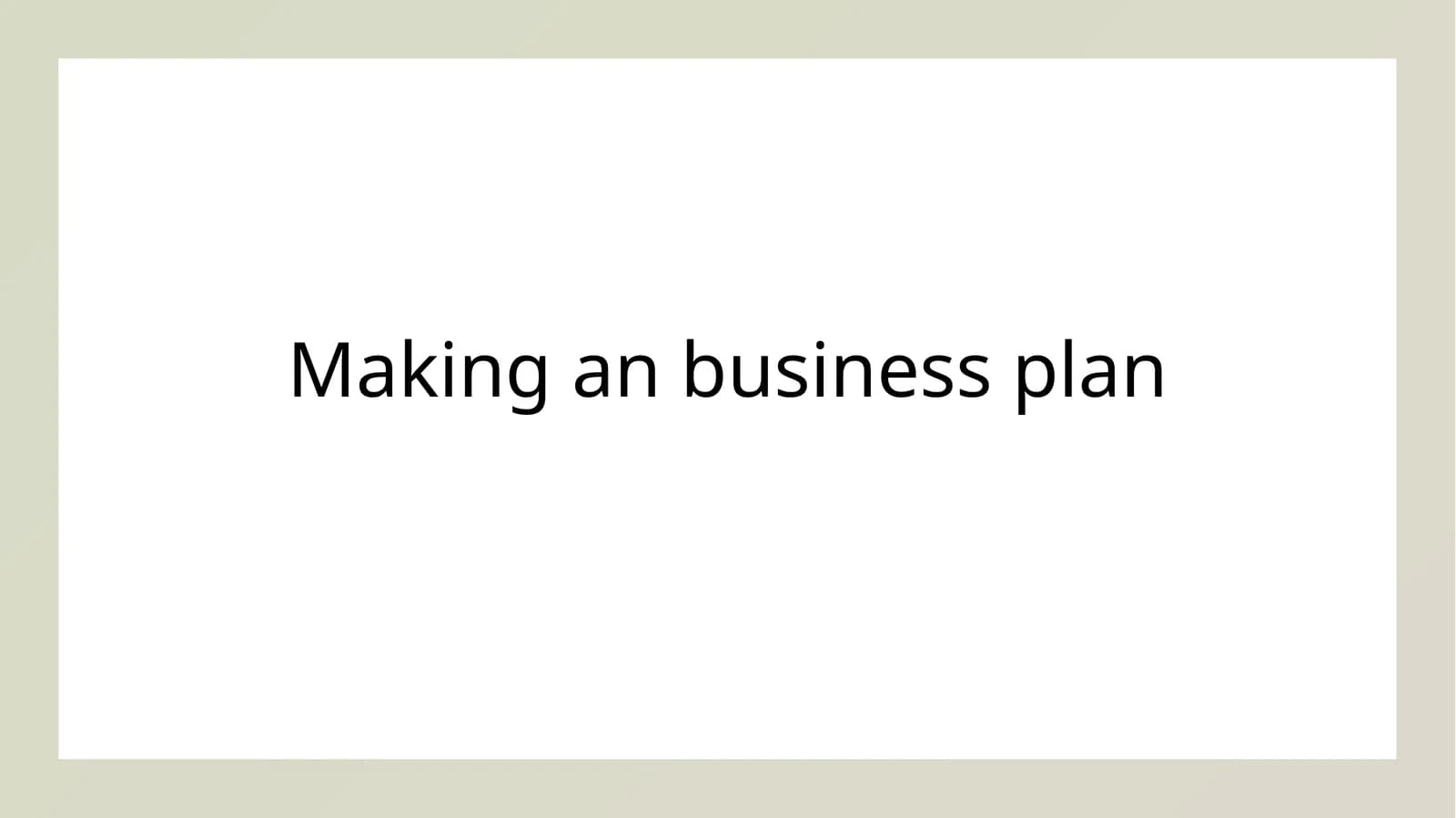 Making an business plan