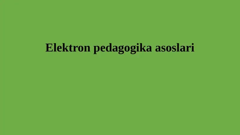 Elektron pedagogika asoslari