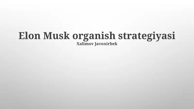 Elon Musk organish strategiyasi