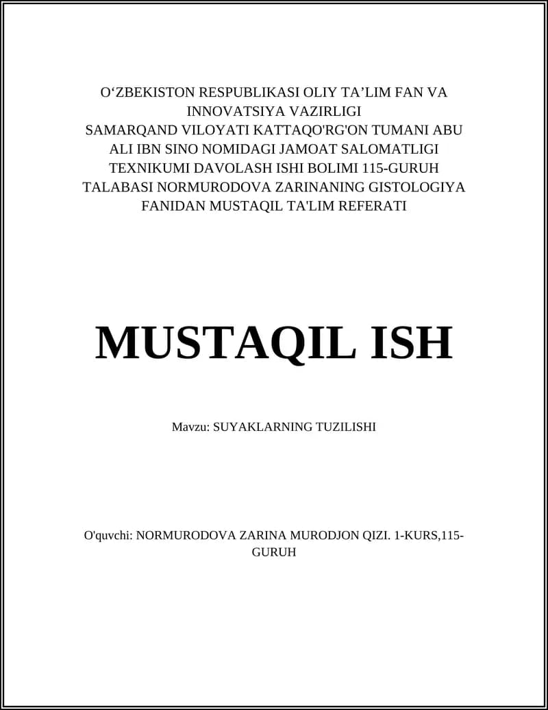 MUSTAQIL TA'LIM REFERATI