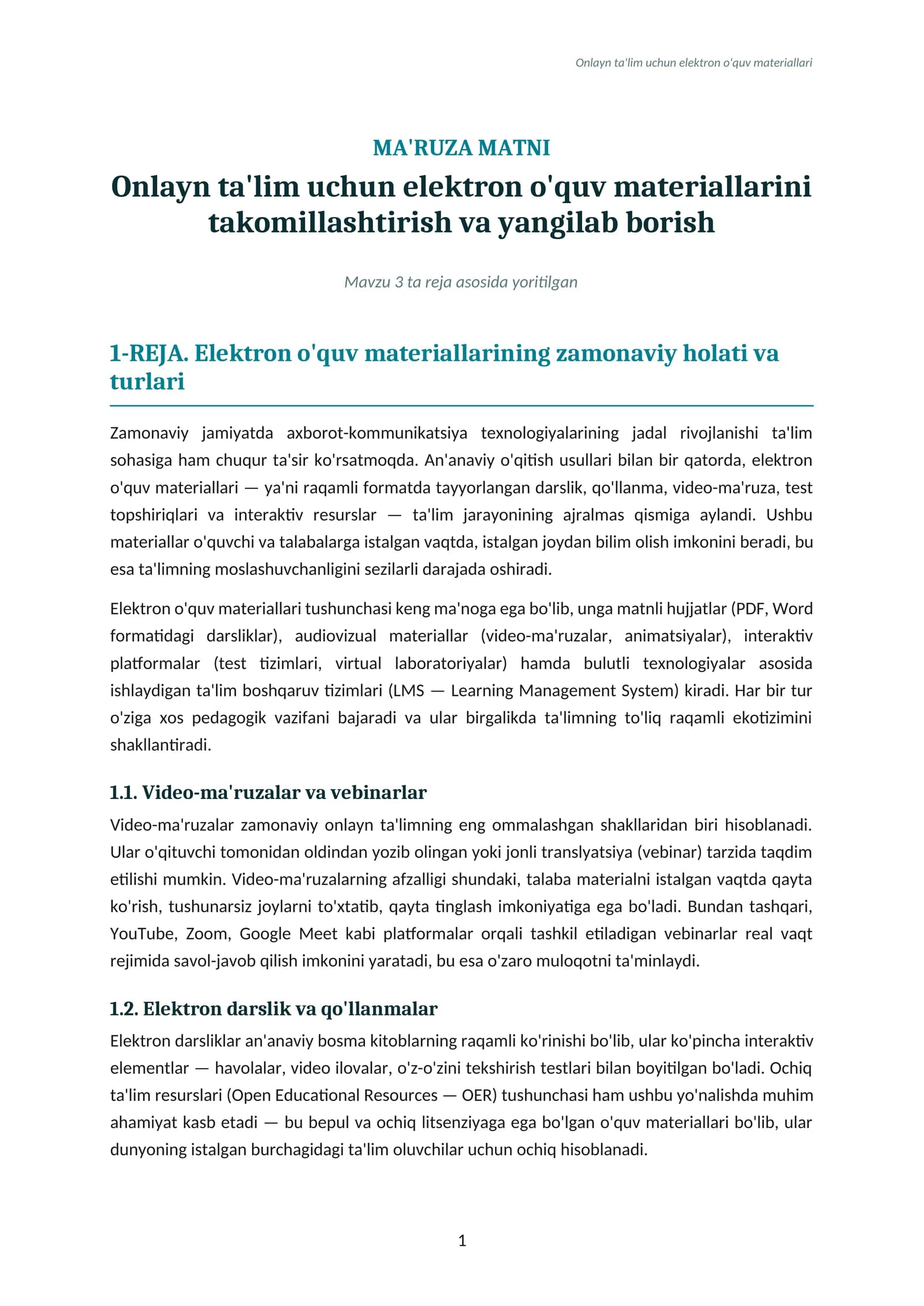 Elektron o'quv materiallari