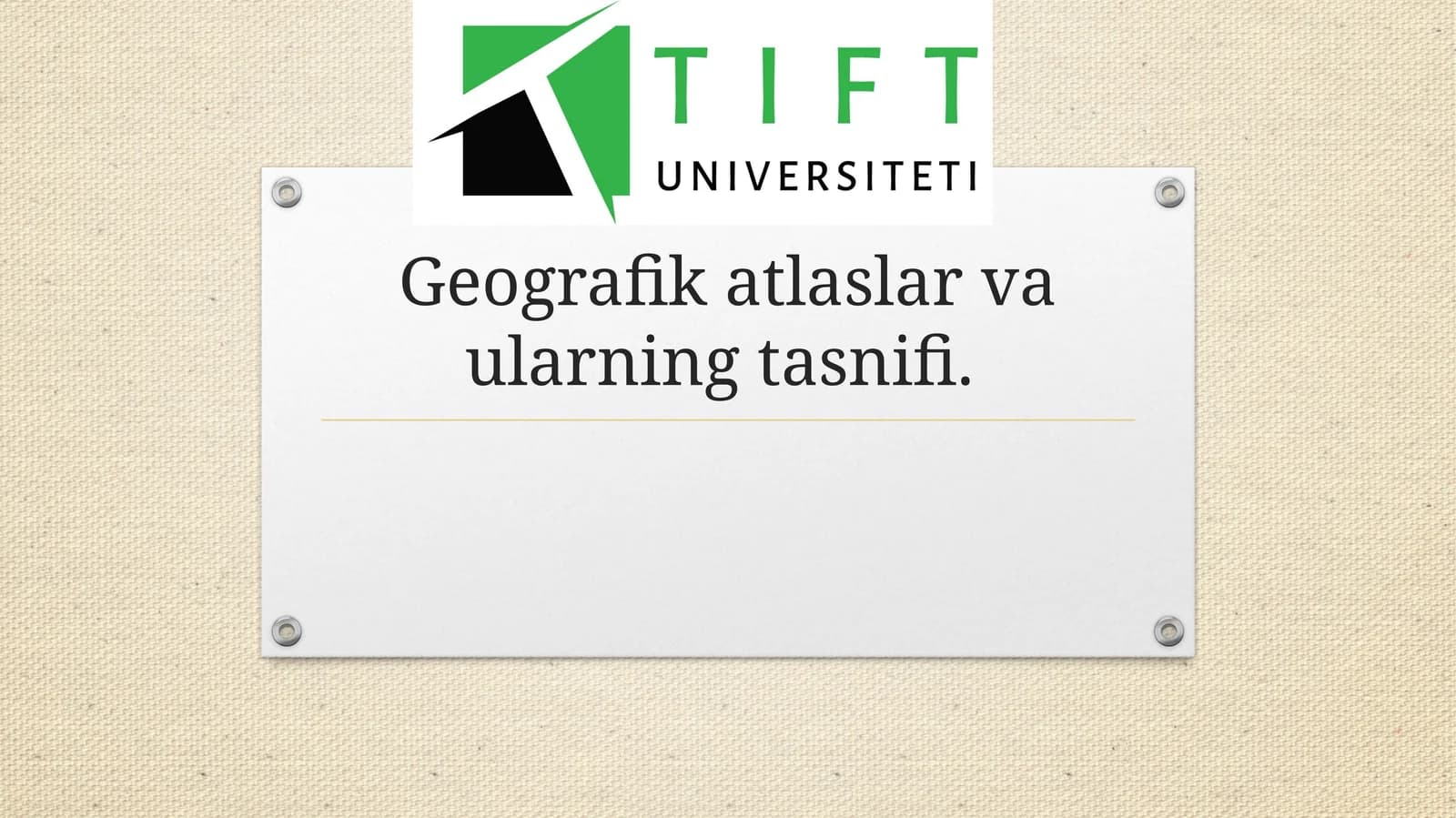 Geografik atlaslar va ularning tasnifi