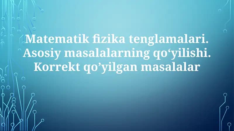 Matematik Fizika Tenglamalari