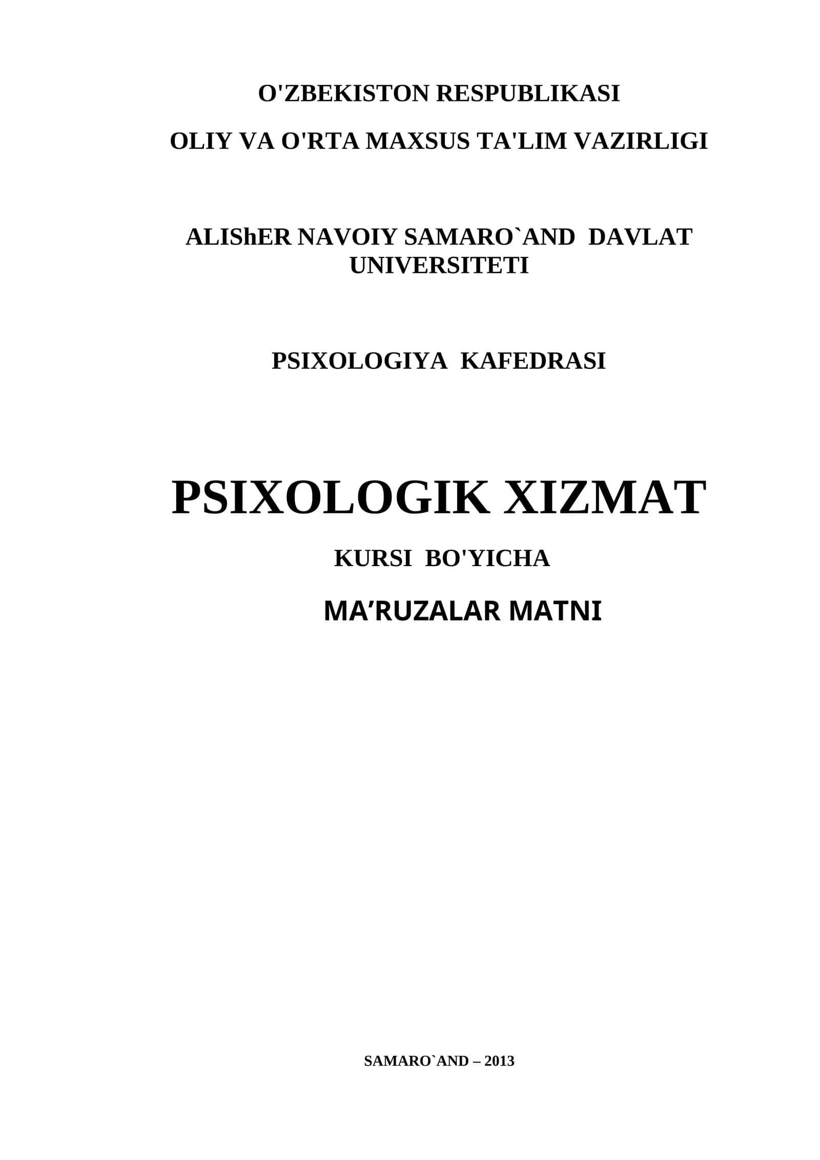 Ma’ruzaLAR MATNI