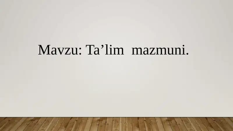Ta’lim mazmuni