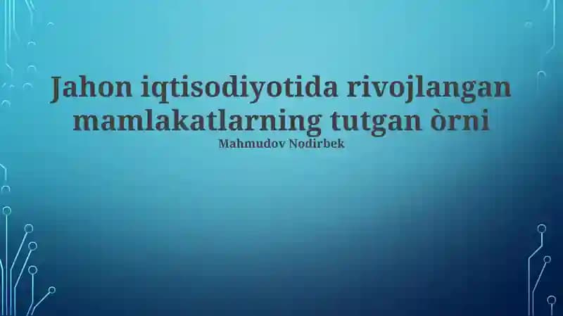 Global qashshoqlikni kamaytirishdagi roli