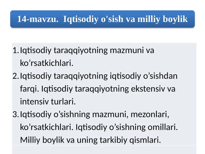 Iqtisodiy Taraqqiyot