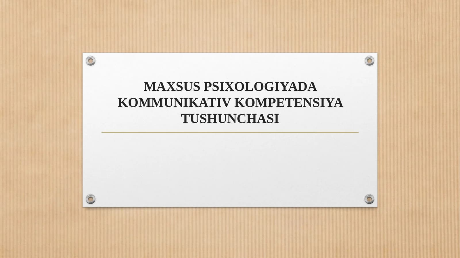 MAXSUS PSIXOLOGIYADA KOMMUNIKATIV KOMPETENSIYA TUSHUNCHASI