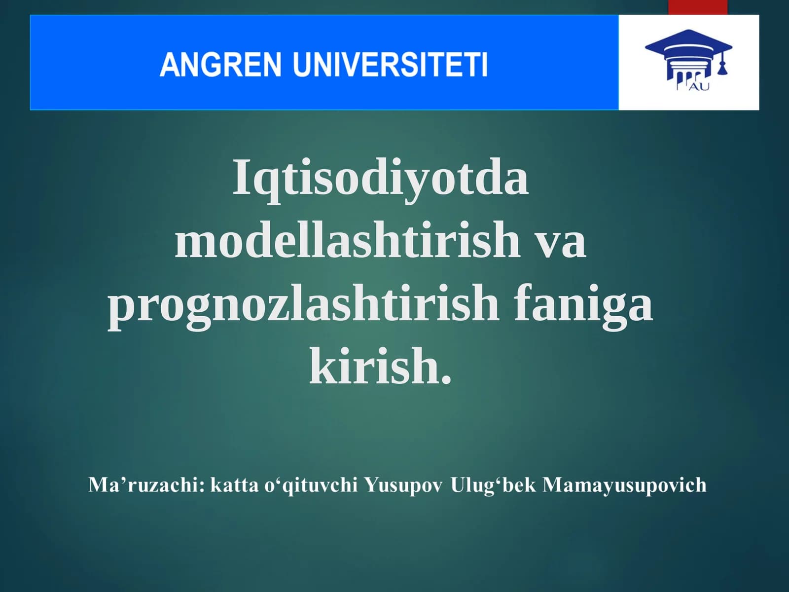 Model va modellashtirish faniga kirish