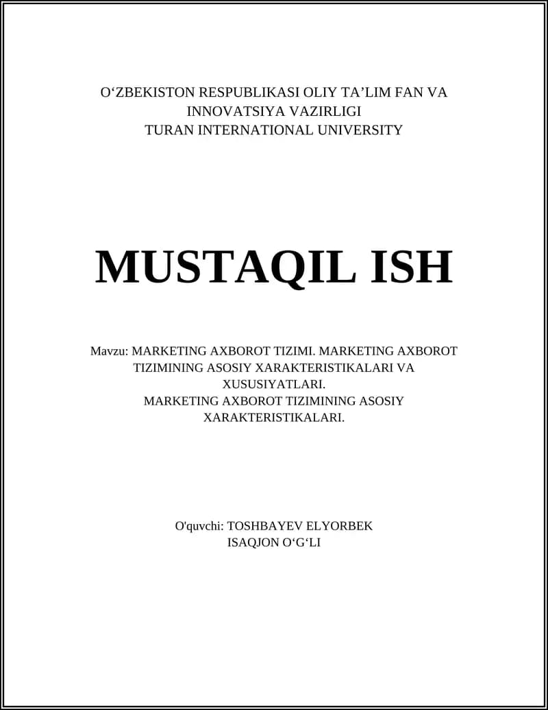 MARKETING AXBOROT TIZIMI