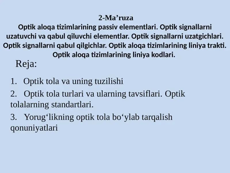 Optik aloqa tizimlari