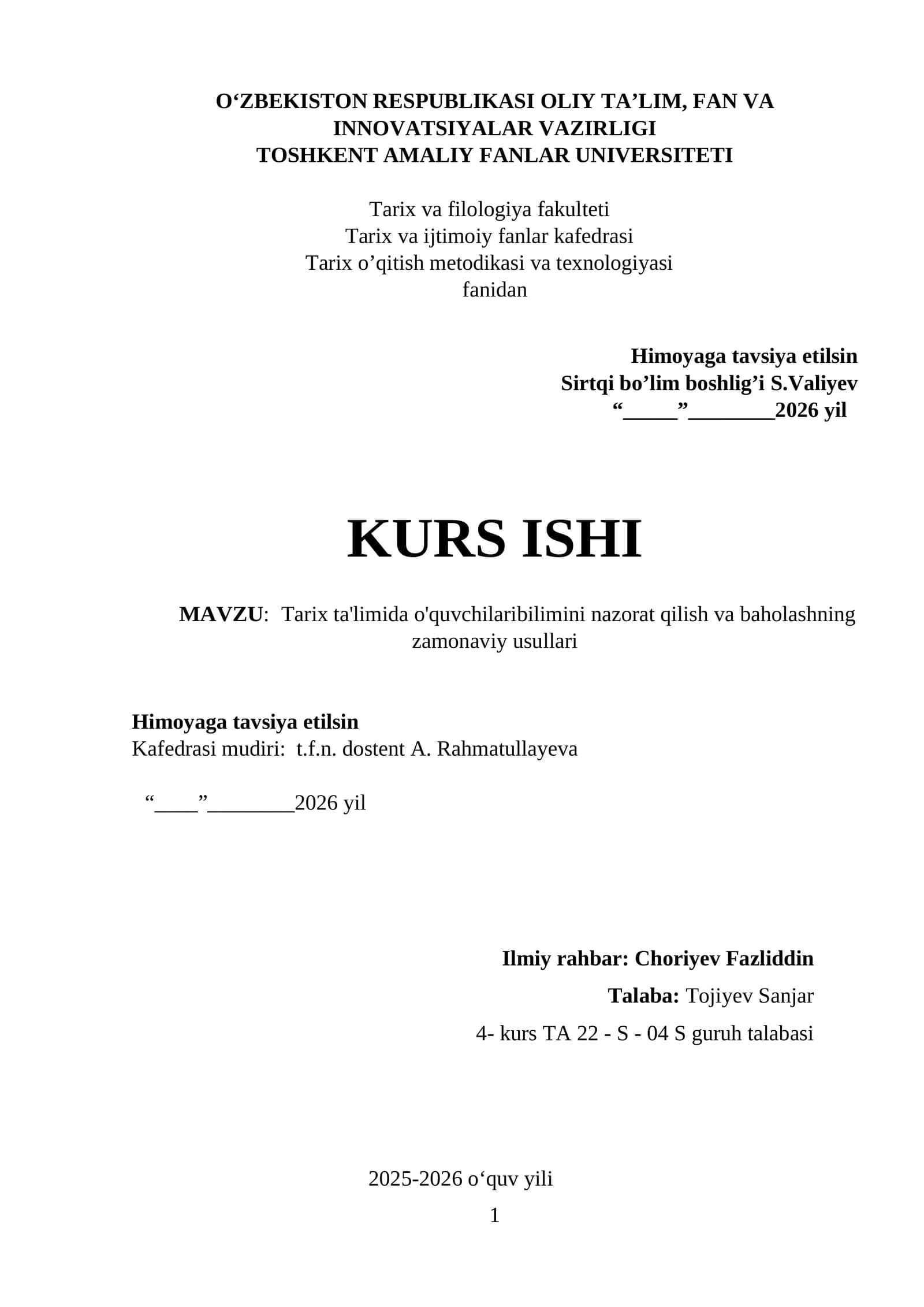 Tarix ta'limida o'quvchilaribilimini nazorat qilish va baholashning zamonaviy usullari