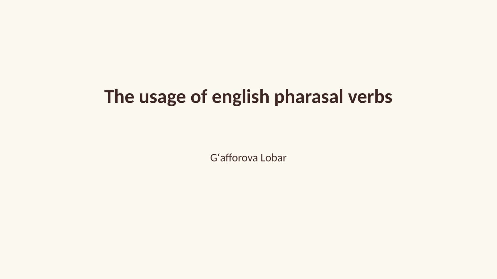 Phrasal Verbs in English