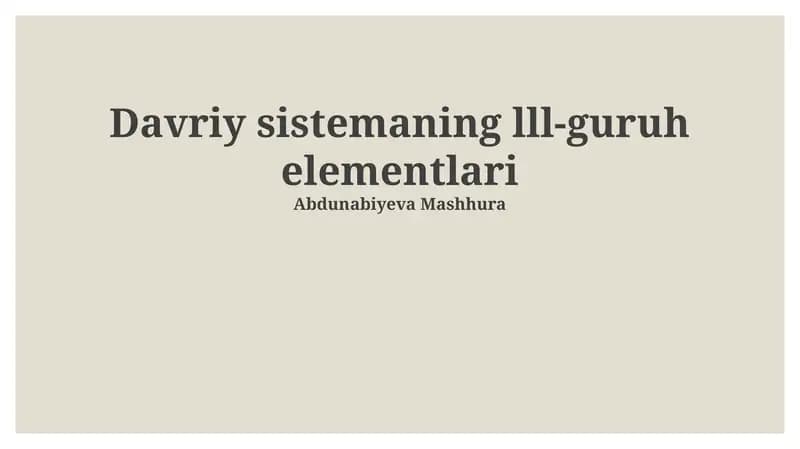 Davriy sistemaning III-guruh elementlari