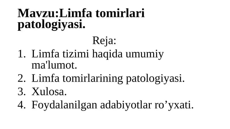 Limfa tomirlari patologiyasi