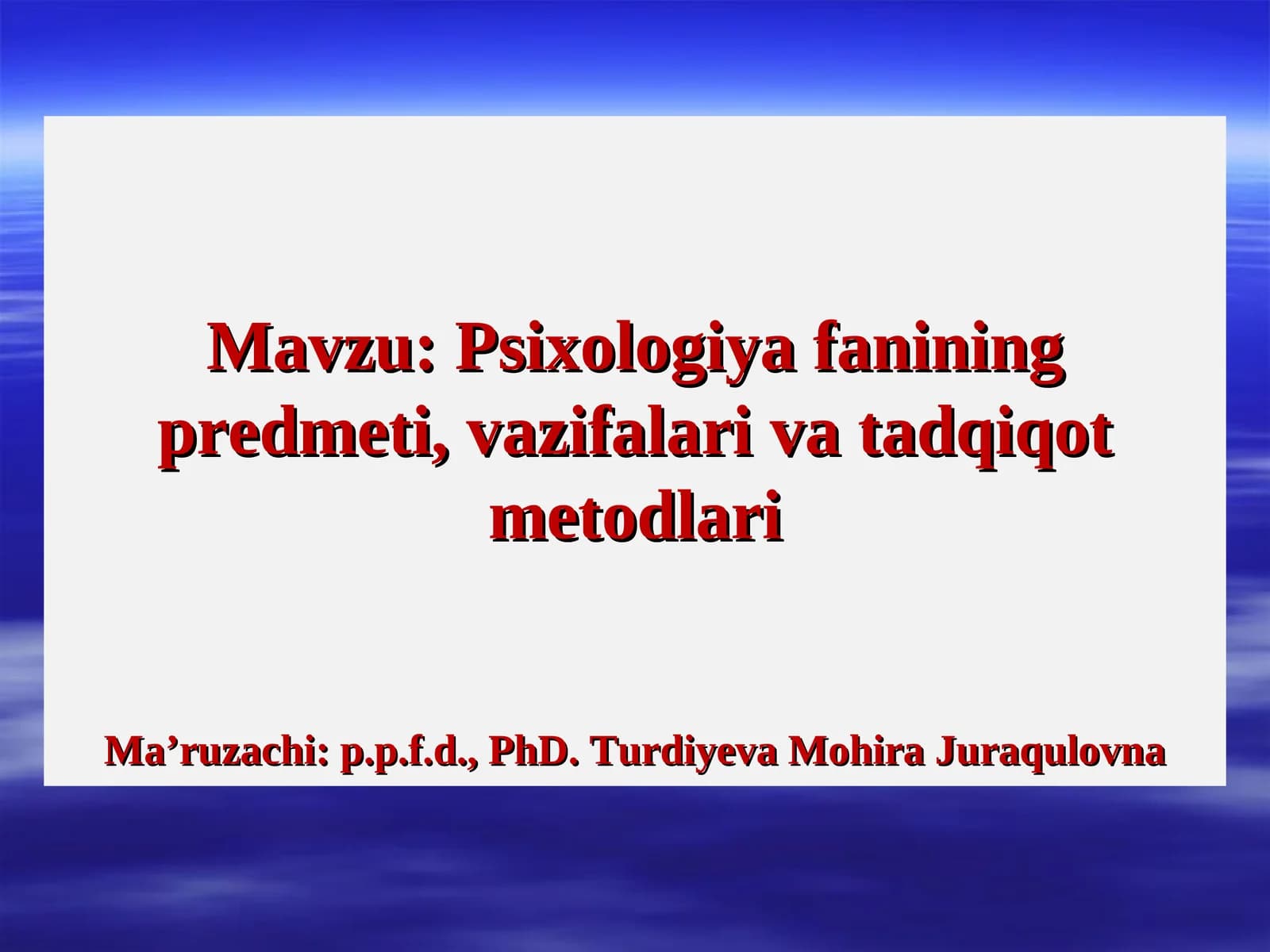 Psixologiya fanini o'rganish