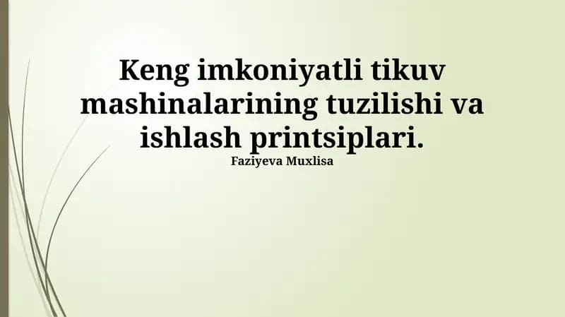 Yuqori samarali tikuv mashinalarining tuzilishi