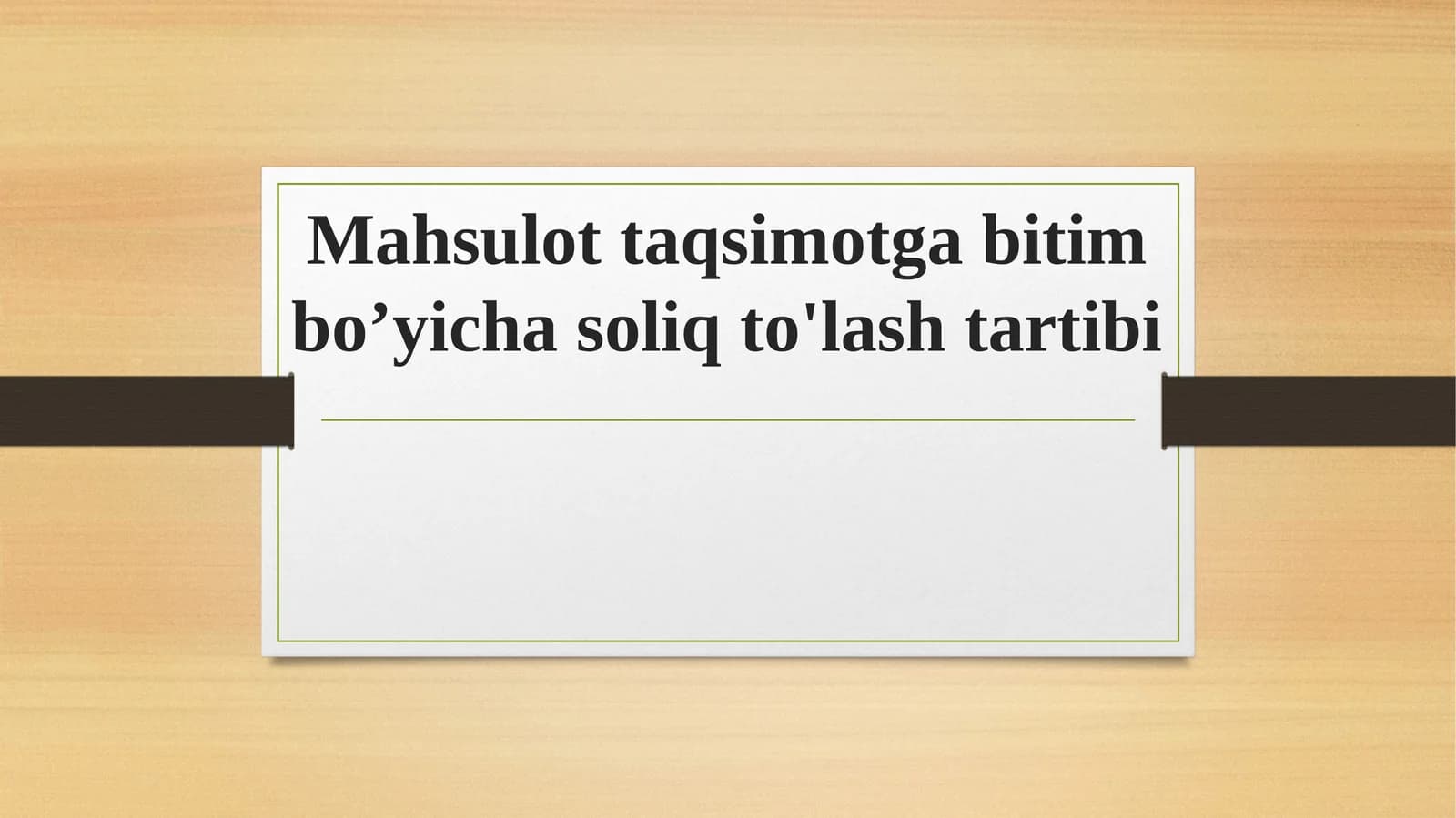 Mahsulot taqsimotga bitim bo’yicha soliq to'lash tartibi