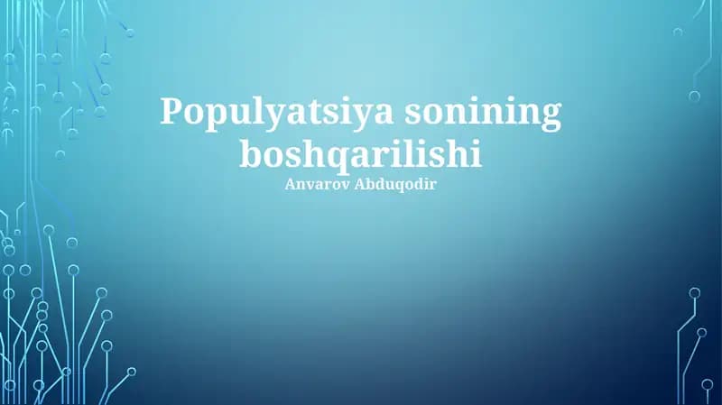 Populyatsiya sonining boshqarilishi