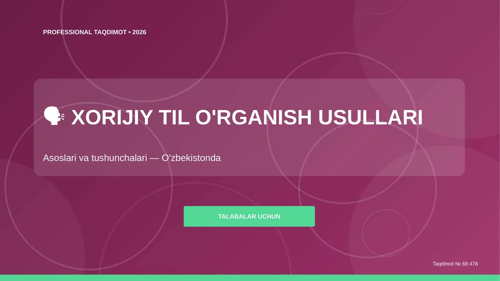 XORIJIY TIL O'RGANISH USULLARI