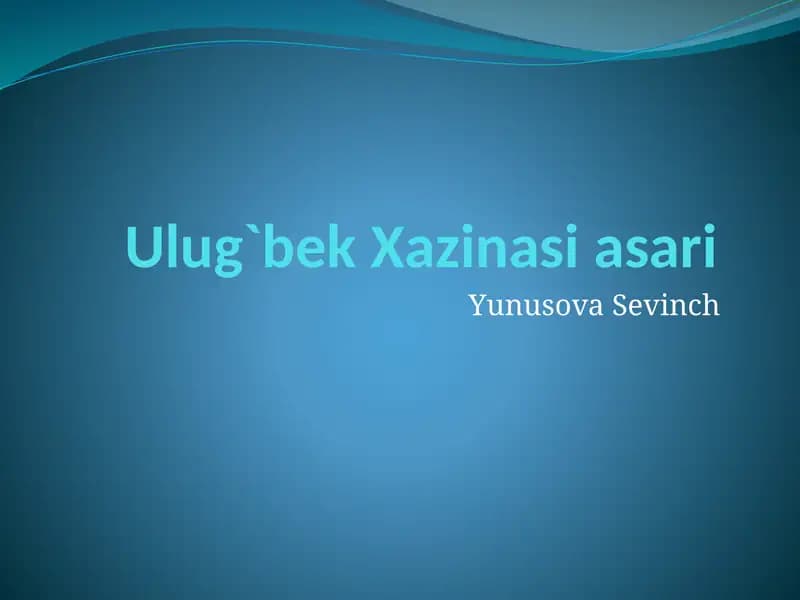 Ulugʻbek xazinasi asariga taqdimot