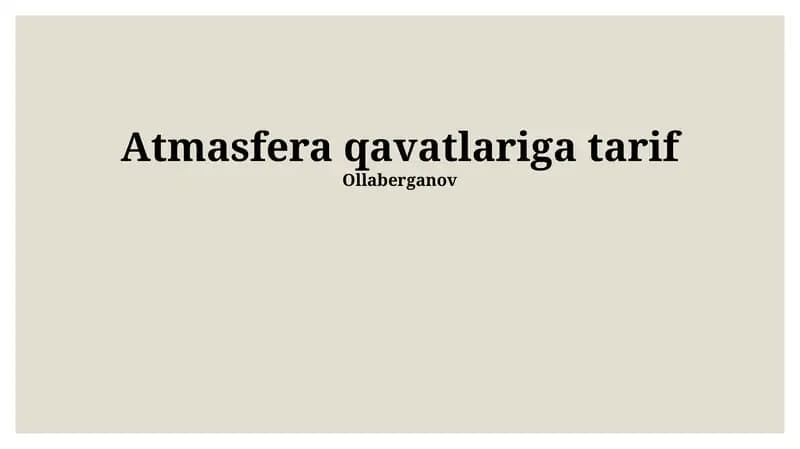 Atmasfera qavatlariga tarif