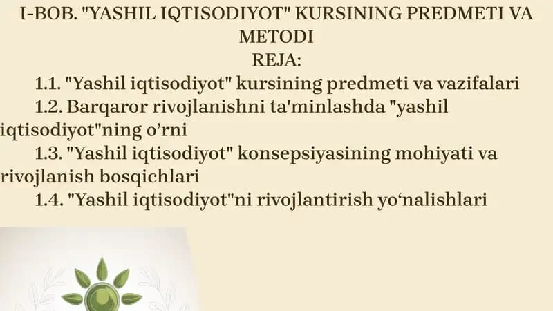 Yashil Iqtisodiyot Kursi