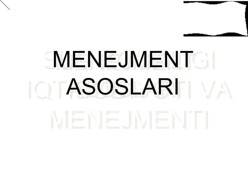 SUV XO’JALIGI IQTISODIYOTI VA MENEJMENTI