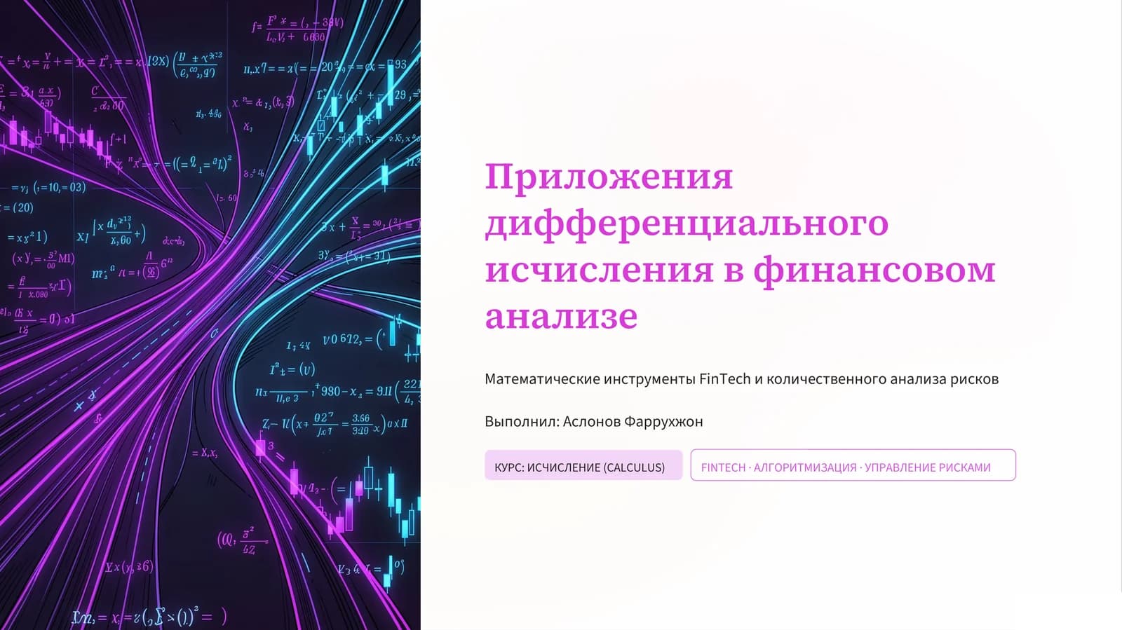 Приложения дифференциального исчисления в финансовом анализе