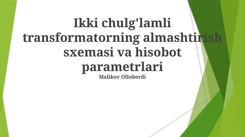Ikki O'ramli Transformatorning O'zgartirish Sxemalari