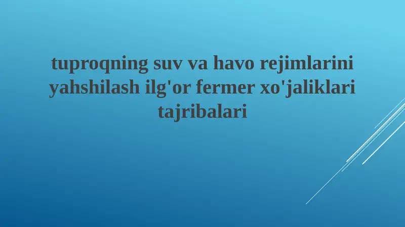 Suv tejovchi sug'orish texnologiyalari