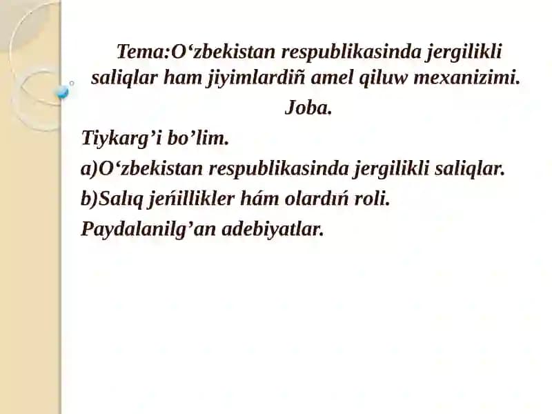 Oʻzbekistan respublikasinda jergilikli saliqlar