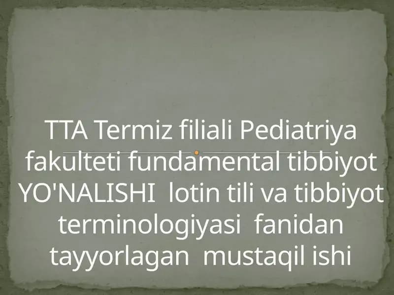 Lotin tili gaplarining sturukturasi.(Corpus hominis e capite, trunco et membris constant). ,,Sum, esse''-bor bo'lmoq fe'lini tuslanishi(Est  modus in rebus)