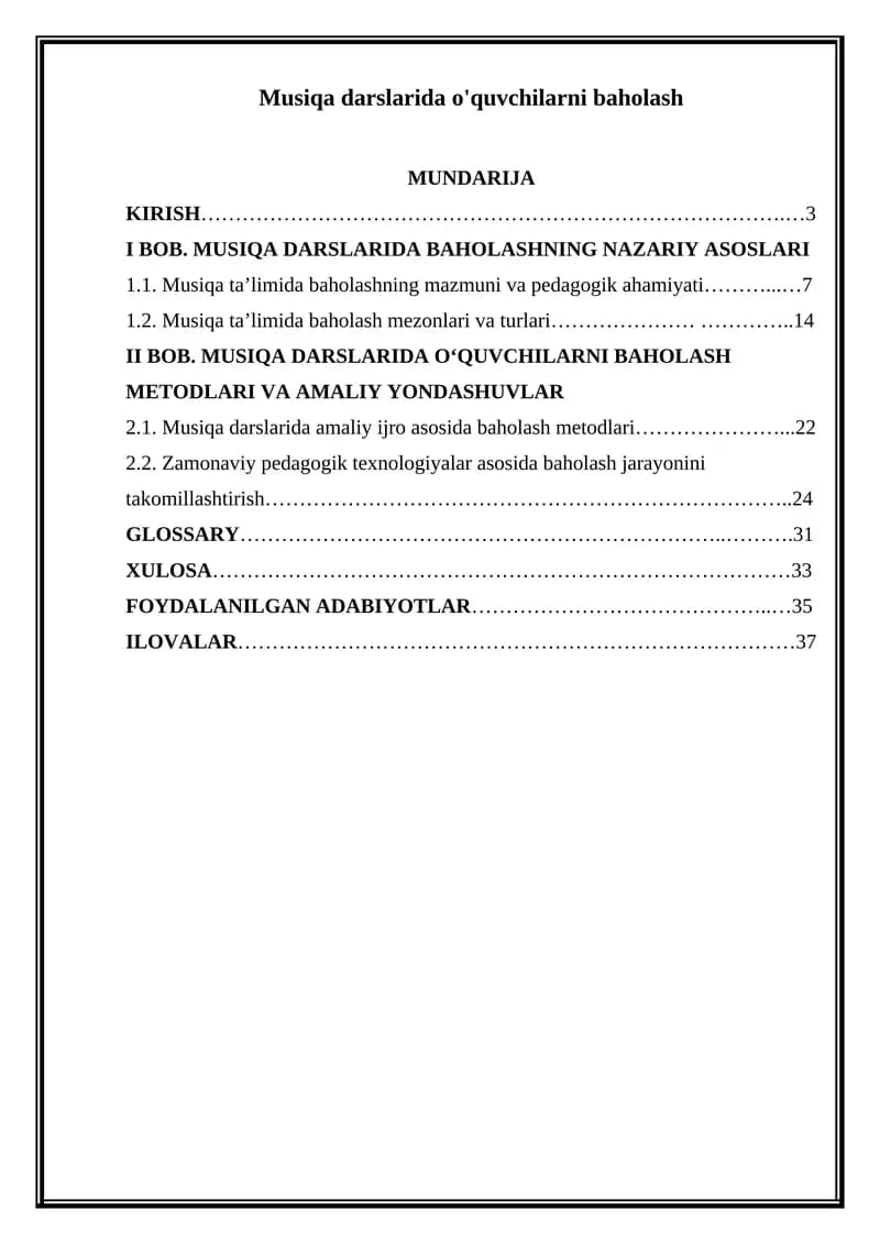 Musiqa darslarida o'quvchilarni baholash
