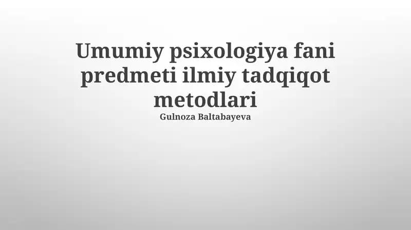 Psixologik tadqiqot usullari