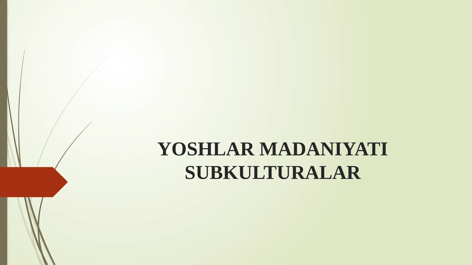 YOSHLAR MADANIYATI SUBKULTURALAR