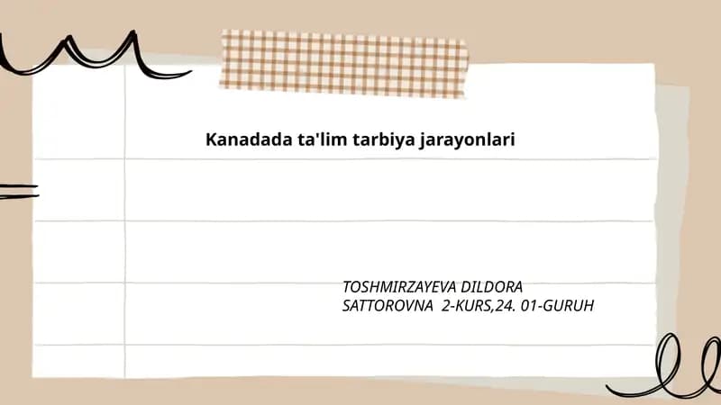 Kanadada erta bolalik ta'limi va maktabgacha tarbiya